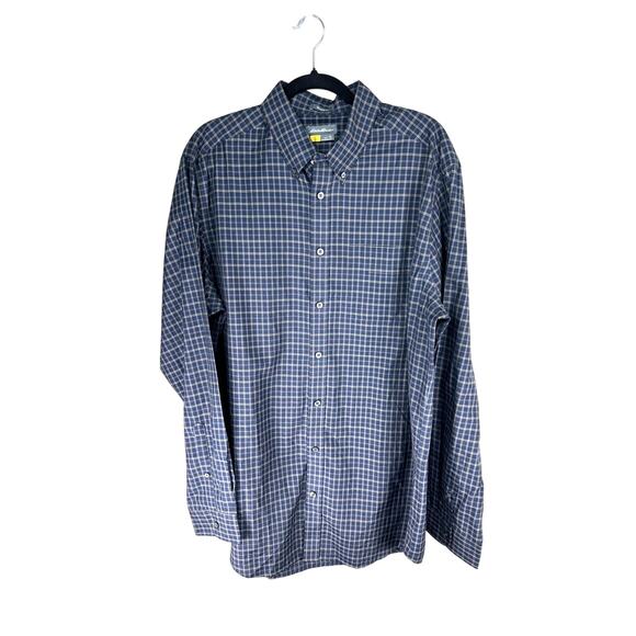 Eddie Bauer Men’s TL Relaxed Fit Plaid Button Front Shirt Blue Gray Cotton Blend - Picture 1 of 6
